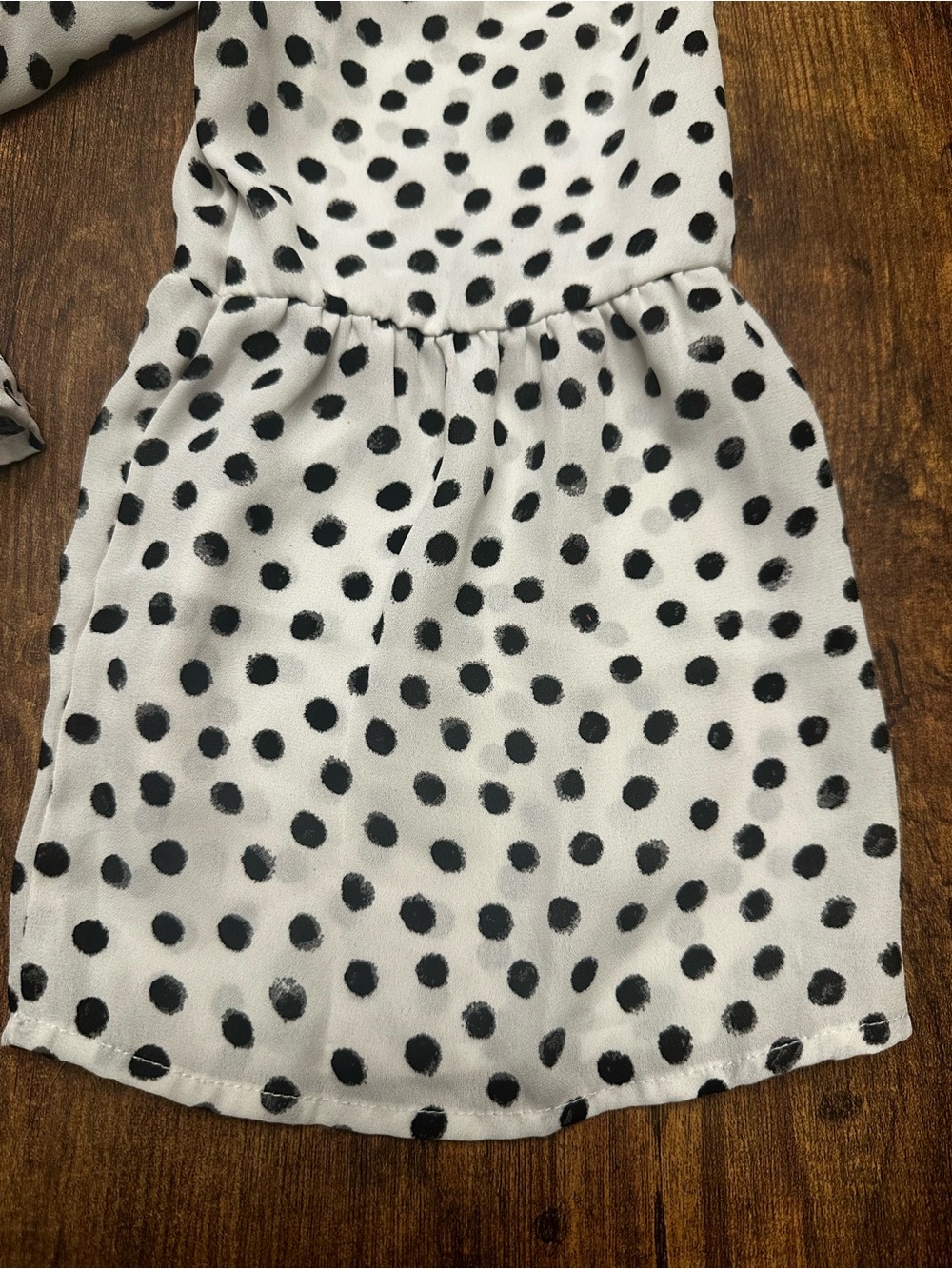 Denver Hayes White Dress with Black Polka Dots and Peplum Hem #286 - Picture 5 of 7